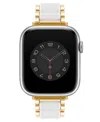 Anne Klein Women's Gold-tone Alloy Metal And White Silicone Bracelet Designed For Apple Watch 42mm (series 1-3 In White,gold-tone