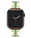Anne Klein Women's Gold-tone Alloy Metal Bracelet With Genuine Turquoise Designed For Apple Watch 42mm (series  In Gold