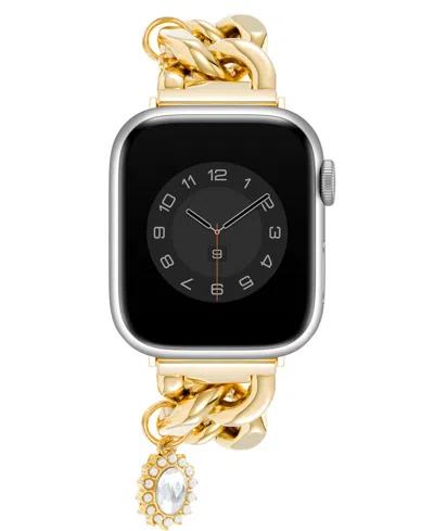Anne Klein Women's Gold-tone Alloy Metal Charm Accented Chain Link Bracelet Designed For Apple Watch 42mm (seri