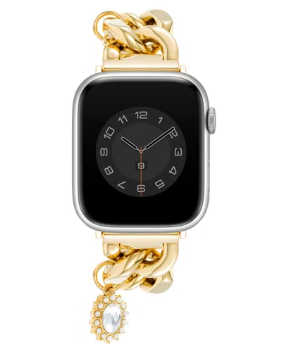 Anne Klein Women's Gold-tone Alloy Metal Charm Accented Chain Link Bracelet Designed For Apple Watch 42mm (seri