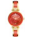 Anne Klein Women's Gold-tone Alloy With Red Enamel Bangle Watch 34mm In Gold-tone,red
