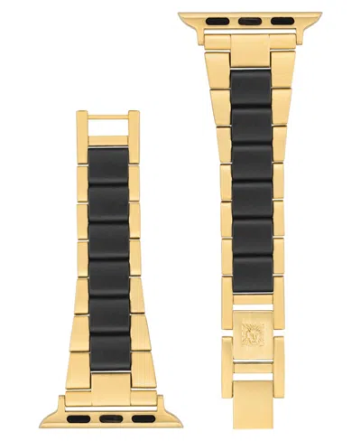 ANNE KLEIN WOMEN'S GOLD-TONE AND BLACK TIDE PLASTIC BRACELET DESIGNED FOR APPLE WATCH 42MM (SERIES 1-3 ONLY) & 