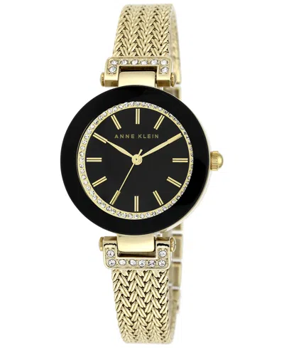 Anne Klein Women's Gold-tone Stainless Steel Mesh Bracelet Watch 30mm Ak-1906bkgb In No Color