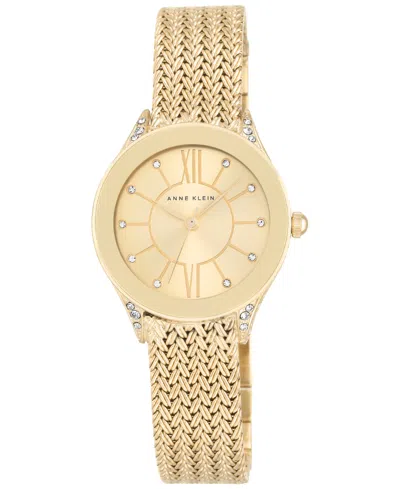 Anne Klein Women's Gold-tone Stainless Steel Mesh Bracelet Watch 30mm Ak-2208chgb