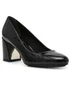 Anne Klein Women's Castana Round Toe Block Heel Pumps In Black Stretch
