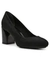 Anne Klein Women's Graham Round Toe Block Heel Pumps In Black Stretch