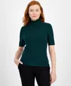 Anne Klein Short Sleeve Turtleneck Sweater In Green