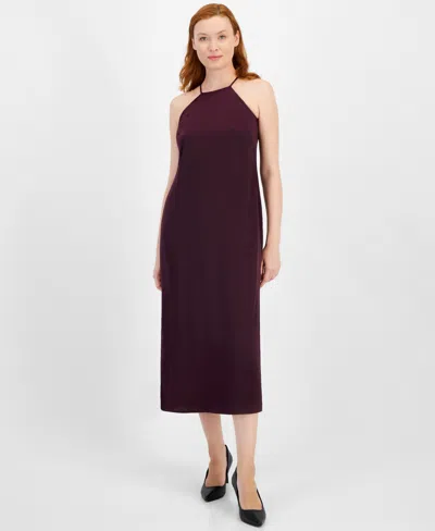 Anne Klein Women's Halter Slip Dress In Deep Plum