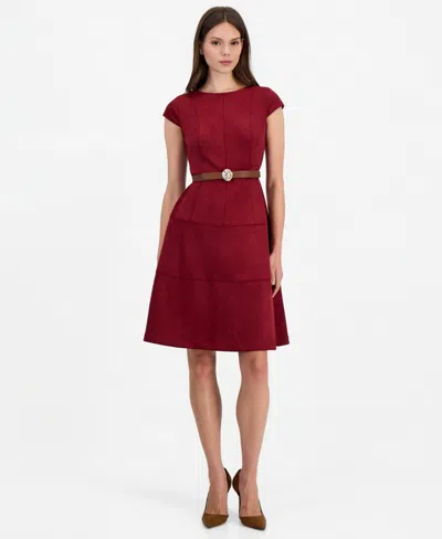 Anne Klein Women's Heritage A-line Cap-sleeve Tiered Midi Dress In Multi