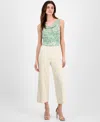 Anne Klein Women's High-rise Pull-on Crop Wide-leg Pants In Brown