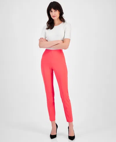 Anne Klein Women's Hollywood Pull-on Slim-leg Ankle Pants In Red Pear