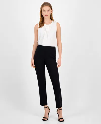 Anne Klein Women's Hollywood Straight-leg Ankle Pants In Black