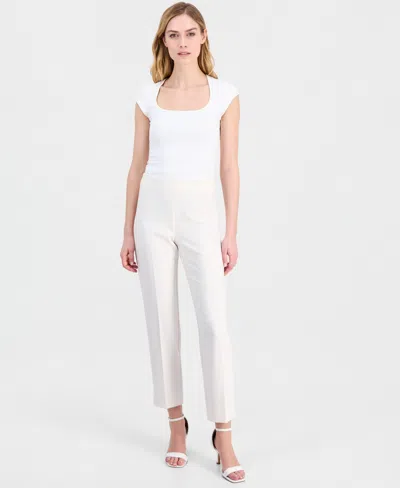 Anne Klein Women's Hollywood-waist Straight Ankle Pants In White
