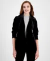Anne Klein Womens Hooded Velvet One-button Blazer In Anne Black
