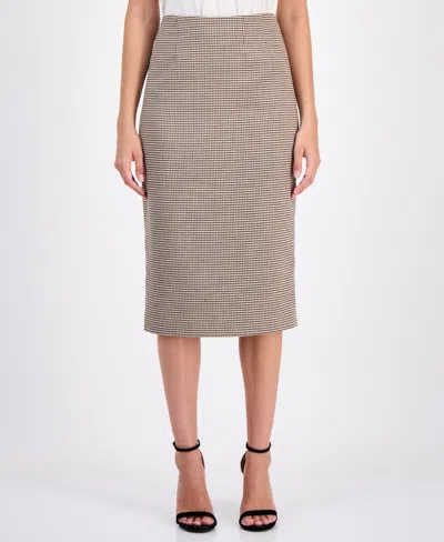 Anne Klein Women's Houndstooth Pencil Skirt In Natural Clay Multi