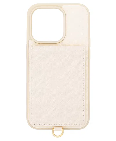 ANNE KLEIN WOMEN'S IVORY SAFFIANO LEATHER CASE DESIGNED FOR IPHONE 15 PRO MAX