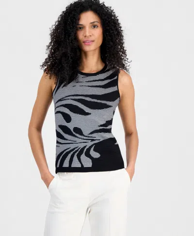Anne Klein Women's Jacquard-knit Tank In Black
