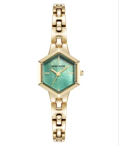 Anne Klein Women's Japanese Quartz Imitation Pearl Hexagonal Gold-tone Bracelet Watch 21mm In Gray