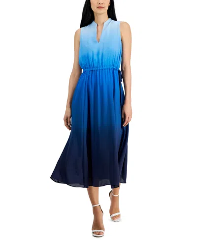 Anne Klein Women's Jenna Ombre Sleeveless Midi Dress In Blue