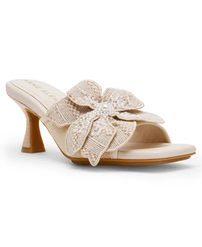 Anne Klein Julia Beaded Floral Slide Sandal In Animal Print