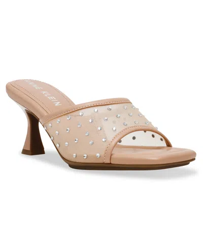 Anne Klein Women's Julie Square Toe Embellished Mule Dress Sandals In Blush Crystal
