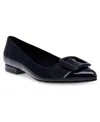 Anne Klein Kalea Pointy Toe Flat In Navy Patent