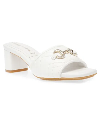 Anne Klein Women's Kit Block Heel Slip On Dress Sandals In Platinum