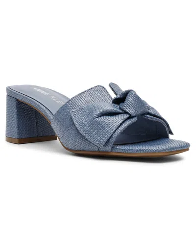 Anne Klein Women's Kizmet Knot Block Heel Dress Sandals In Blue Raffia