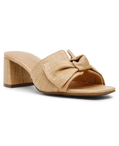 Anne Klein Women's Kizmet Knot Block Heel Dress Sandals In Natural Raffia