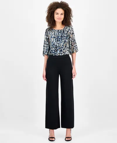 Anne Klein Women's Knit Wide-leg Pants In Black