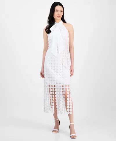 ANNE KLEIN WOMEN'S LACE FRINGE-HEM SLEEVELESS DRESS