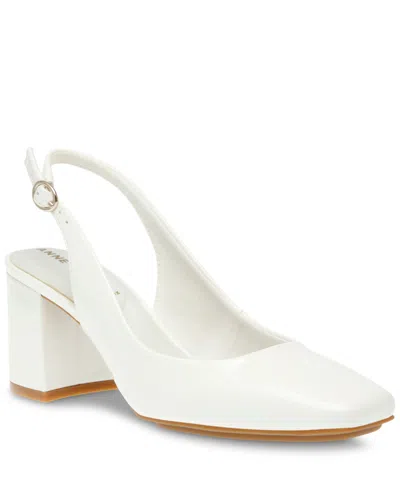 Anne Klein Women's Laney Sling Back Dress Heel Sandals In White Patent
