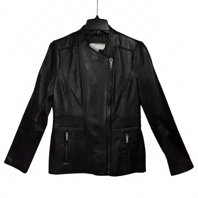 Anne Klein Women's Leather Scuba Jacket In Black