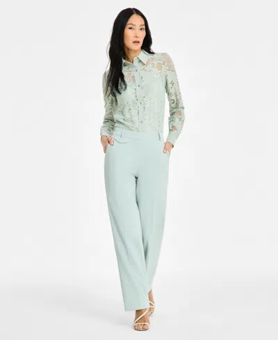 Anne Klein Women's Liberty Stretch High Rise Wide-leg Pull-on Pants In White Dove