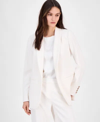 Anne Klein Women's Liberty Stretch Open-front Shawl Collar Blazer In White Dove