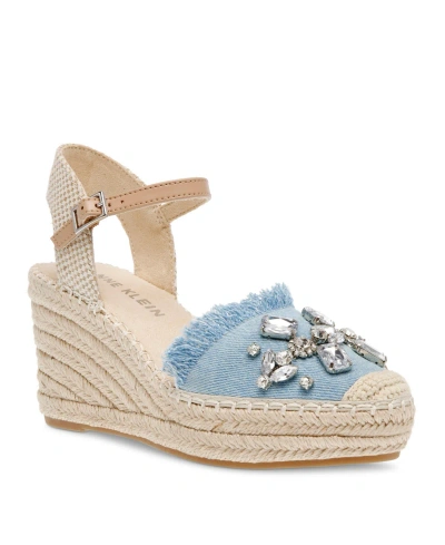 Anne Klein Women's Liberty Espadrille Wedge Sandals In Denim Crystal