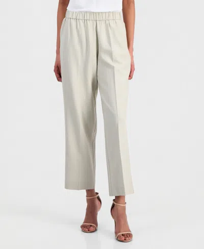 Anne Klein Women's Linen-blend Mid-rise Straight-leg Ankle Pants In Gray