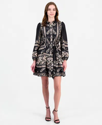 Anne Klein Women's Long Sleeve Tiered Shirt Dress In Multi