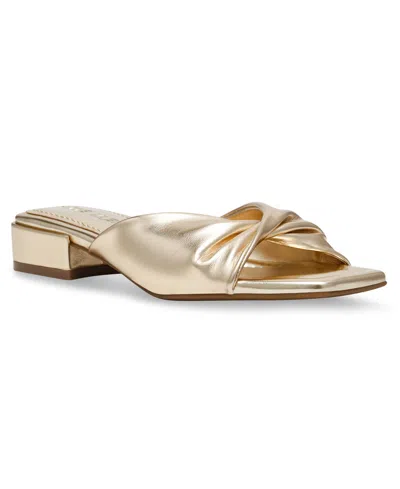 Anne Klein Women's Lorena Low Block Heel Dress Sandals In Light Gold