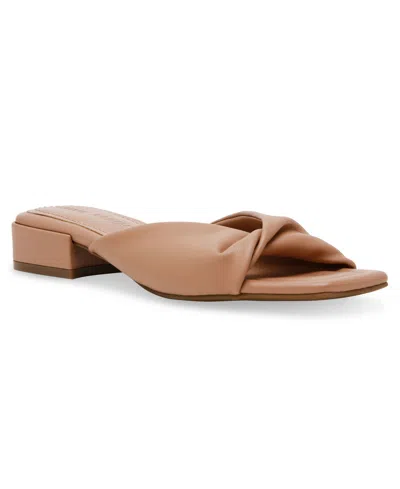 Anne Klein Women's Lorena Low Block Heel Dress Sandals In Tan