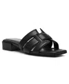 Anne Klein Women's Loyal Square Toe Slide Flat Sandals In Black Smooth