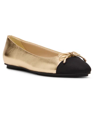 Anne Klein Women's Luci Cap Toe Ballet Flats In Gold,black
