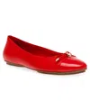 Anne Klein Luci Womens Faux Leather Slip On Flat Shoes In Red