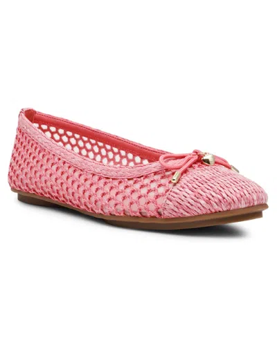 ANNE KLEIN WOMEN'S LUCI RAFFIA CAP TOE BALLET FLATS