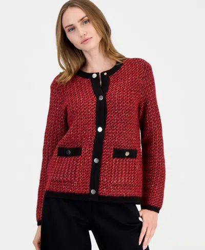 Anne Klein Women's Lurex Boucle Cardigan In Multi