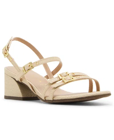 Anne Klein Women's Mackenzie Strappy Buckle Block Heel Dress Sandals In Brown