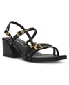 Anne Klein Women's Mackenzie Strappy Buckle Block Heel Dress Sandals In Black