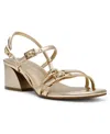Anne Klein Women's Mackenzie Strappy Buckle Block Heel Dress Sandals In Light Gold