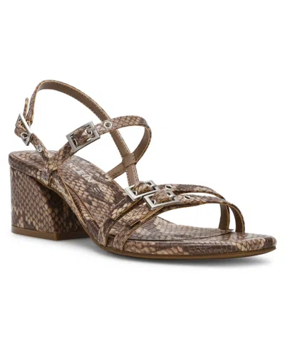 ANNE KLEIN WOMEN'S MACKENZIE STRAPPY BUCKLE BLOCK HEEL DRESS SANDALS