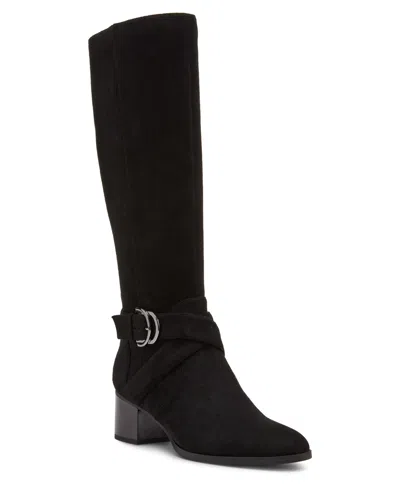 Anne Klein Women's Maelie Knee High Microsuede Regular Calf Boots In Black